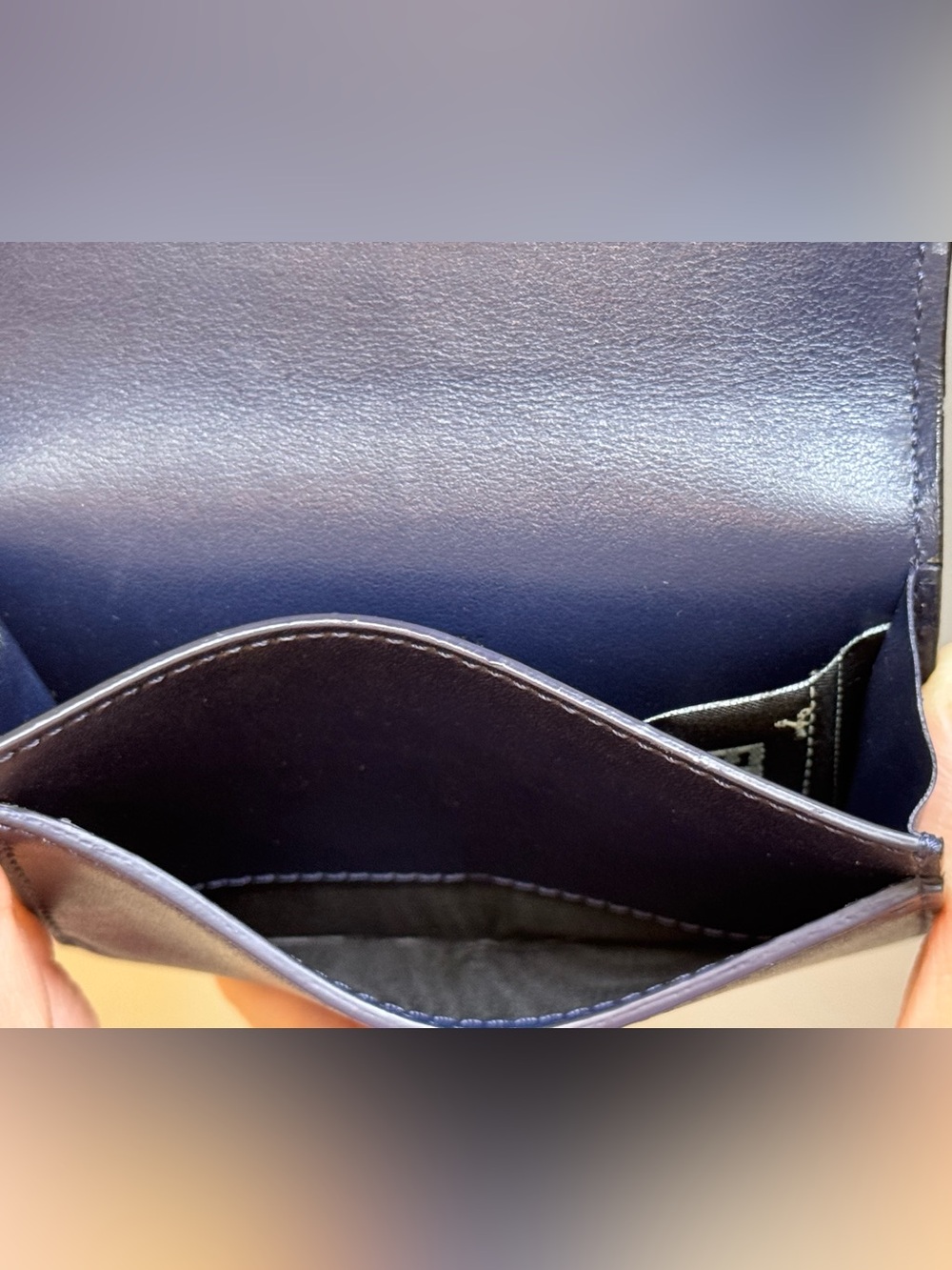 Fendi Vitello Liberty Studded Fold Over Cardholder in Navy - Picture 10 of 11